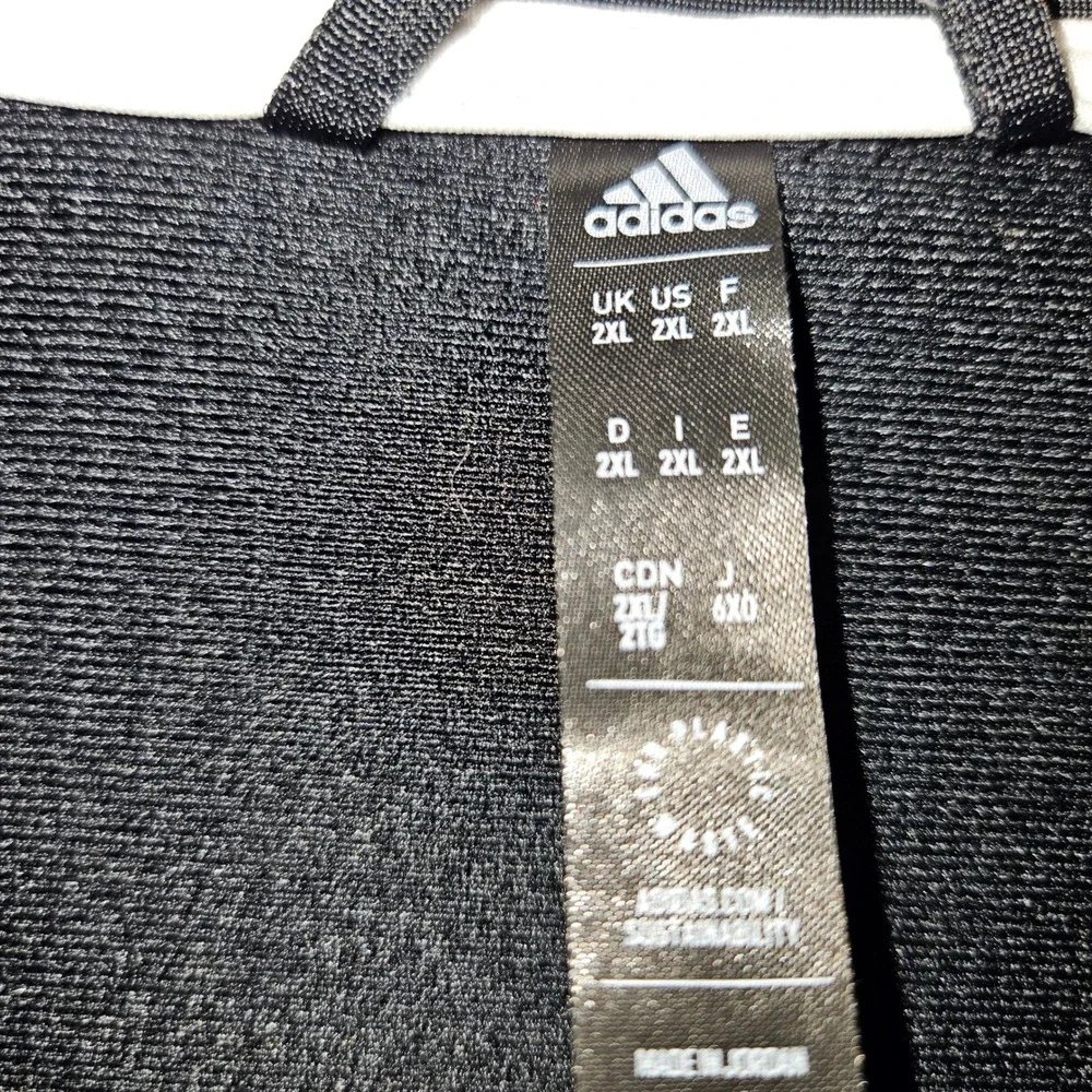 Adidas Mens 2XL Black 3-Stripe Full Zip Track Jacket H46099 Athletic Sportswear